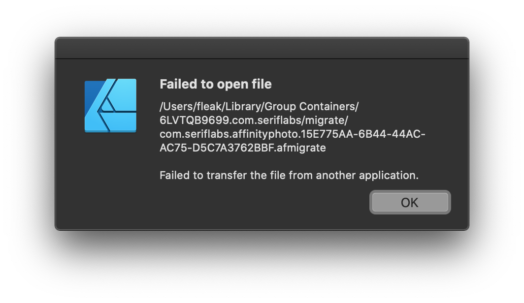 Fleak's tweet photo. @affinitybyserif Love your apps but this is the second time that I lost my file during transfer from AP to AD. https://t.co/jFfaBtrPHC