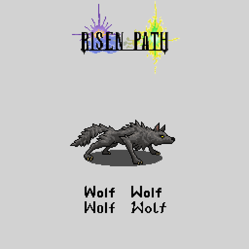 JorinDesign's tweet photo. First enemy sprite and ofcourse it's a basic wolf! I'll use this enemy sprite for upcoming battle screen mockup picture. Logo is hard to turn into pixels so it may seem little ugly. #ProjectRisenPath #pixelart #enemysprite #wolf #gamedev https://t.co/FAhFRAZzVT
