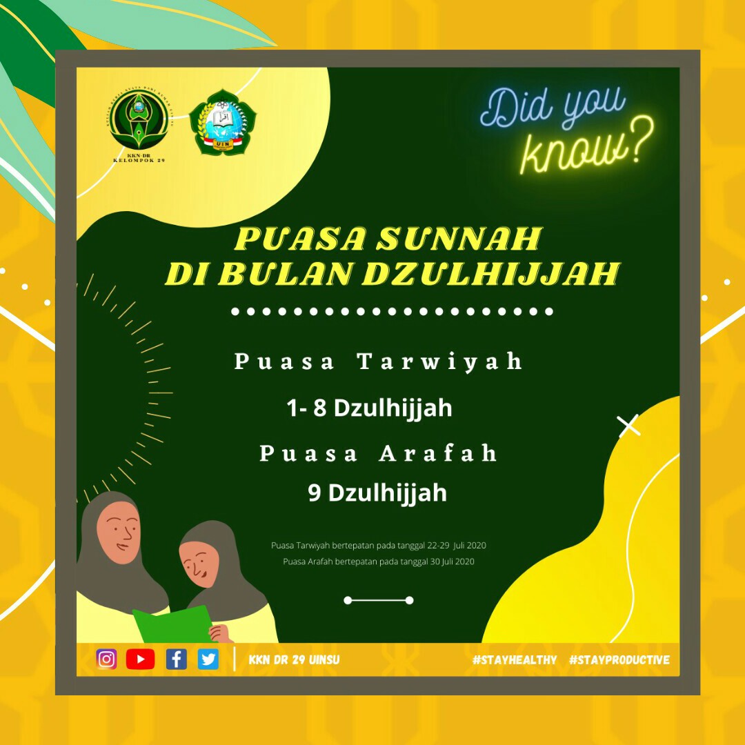 kkn_29's tweet photo. Assalamu'alaikum sobat KKN-DR 29!
Sudah masuk hari kelima nih dan bertepatan juga kita memasuki bulan terakhir ditahun 1441 H ini yakni bulan Dzulhijjah. Yuk samasama perbanyak ibadah kita!

#DAY5 #KKNDRUINSU #KKNDR #NewNormal #StayHealthy #stayproductive https://t.co/UQEzwA21sh