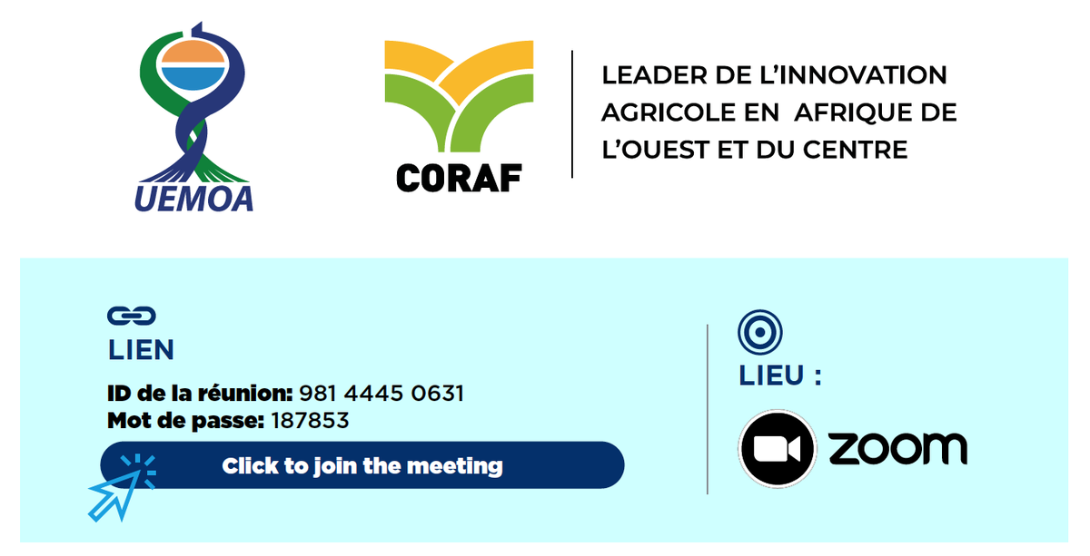 AgribusinessTV's tweet photo. 📢 @CORAFNews & @UEMOA_Officiel organisent une conférence de presse aujourd'hui à 11:00 GMT sur la capitalisation et la pérennisation des résultats des projets des filières coton , maïs 🌽 et élevage 🐔🐄.
Suivez ➡️ #CORAF_UEMOA
#PROGEVAL #VATICOPP #AMAFINE #AgribusinessTV https://t.co/8GuCcun0LC