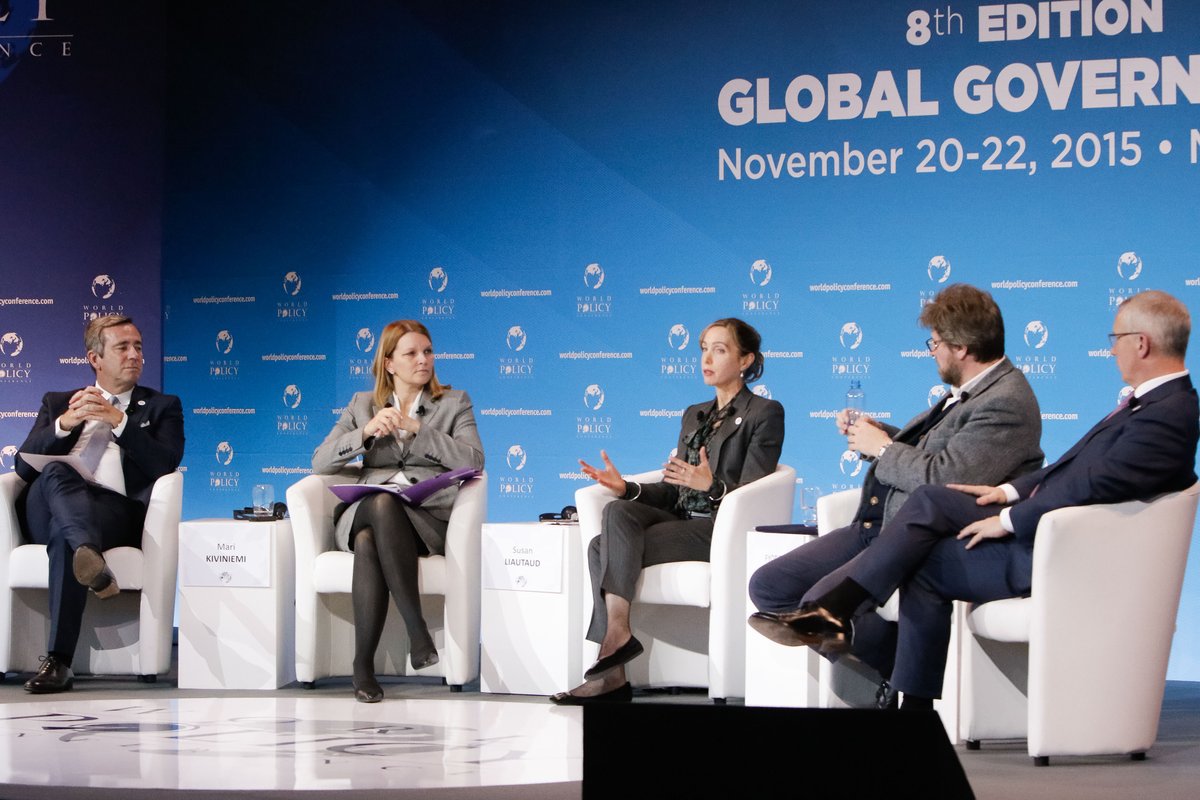 WorldPolicyConf's tweet photo. [THROWBACK⏮️] #WPC2015 on #technology - Plenary session 11: The global challenges of the digital technologies, with @FrancoisBarraul, @marikiviniemi, @SusanLiautaud, Fyodor Lukyanov and @NicoletPatrick. 

Watch the full discussion on #WPCTV ▶️https://t.co/D0xYSvXoKl https://t.co/Npm1fqSCPD