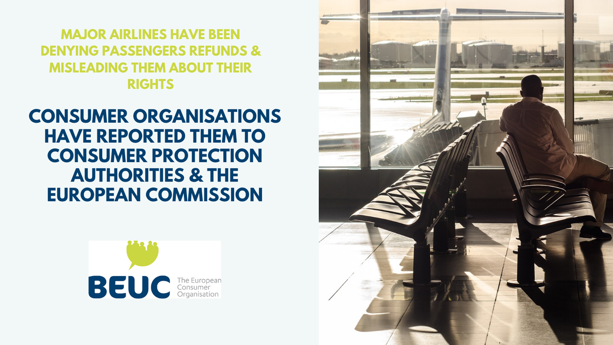 beuc's tweet photo. Since the start of the COVID-crisis, many airlines have been flouting passenger rights. They have been denying passengers their right to a refund for cancelled flights &amp; misleading them by providing incorrect, partial or unclear information.

https://t.co/rwmnN9npBe https://t.co/TnhqdKPew1