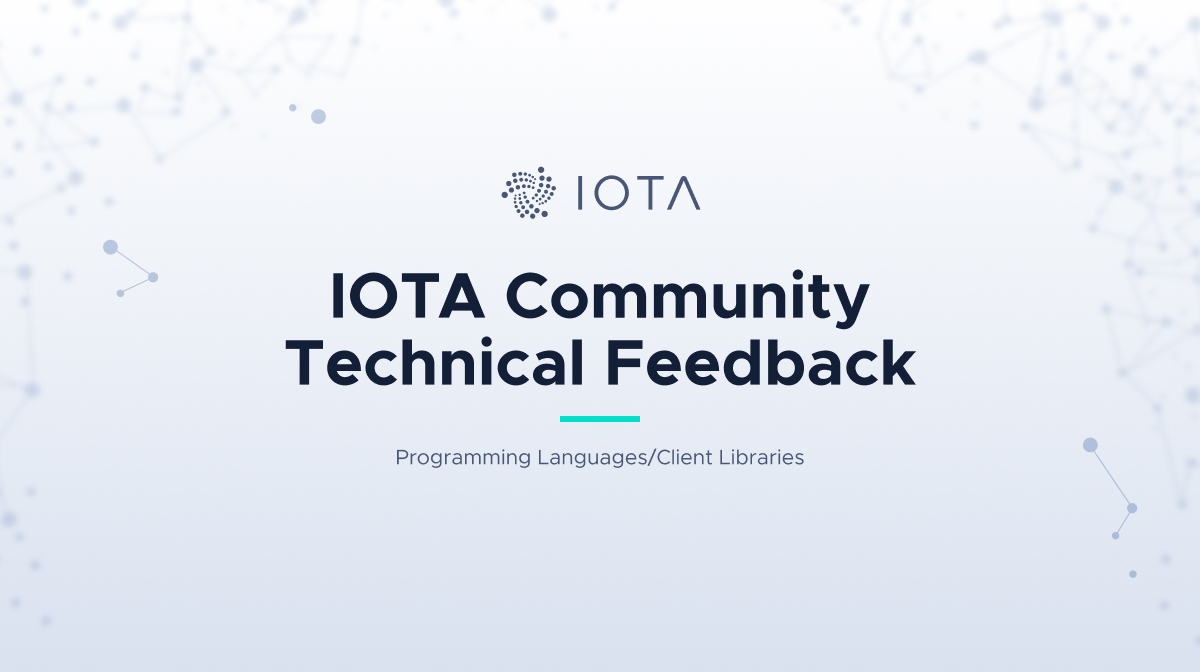 iotatokennews's tweet photo. We're pleased to share the #IOTACommunity Technical Feedback - a series of 4 surveys so everybody can be involved in #IOTA's projects & become part of the #XTeams. In the 1st survey, we ask some questions about #ProgrammingLanguages & #ClientLibraries. β¦ https://t.co/yTQp8sfpC9