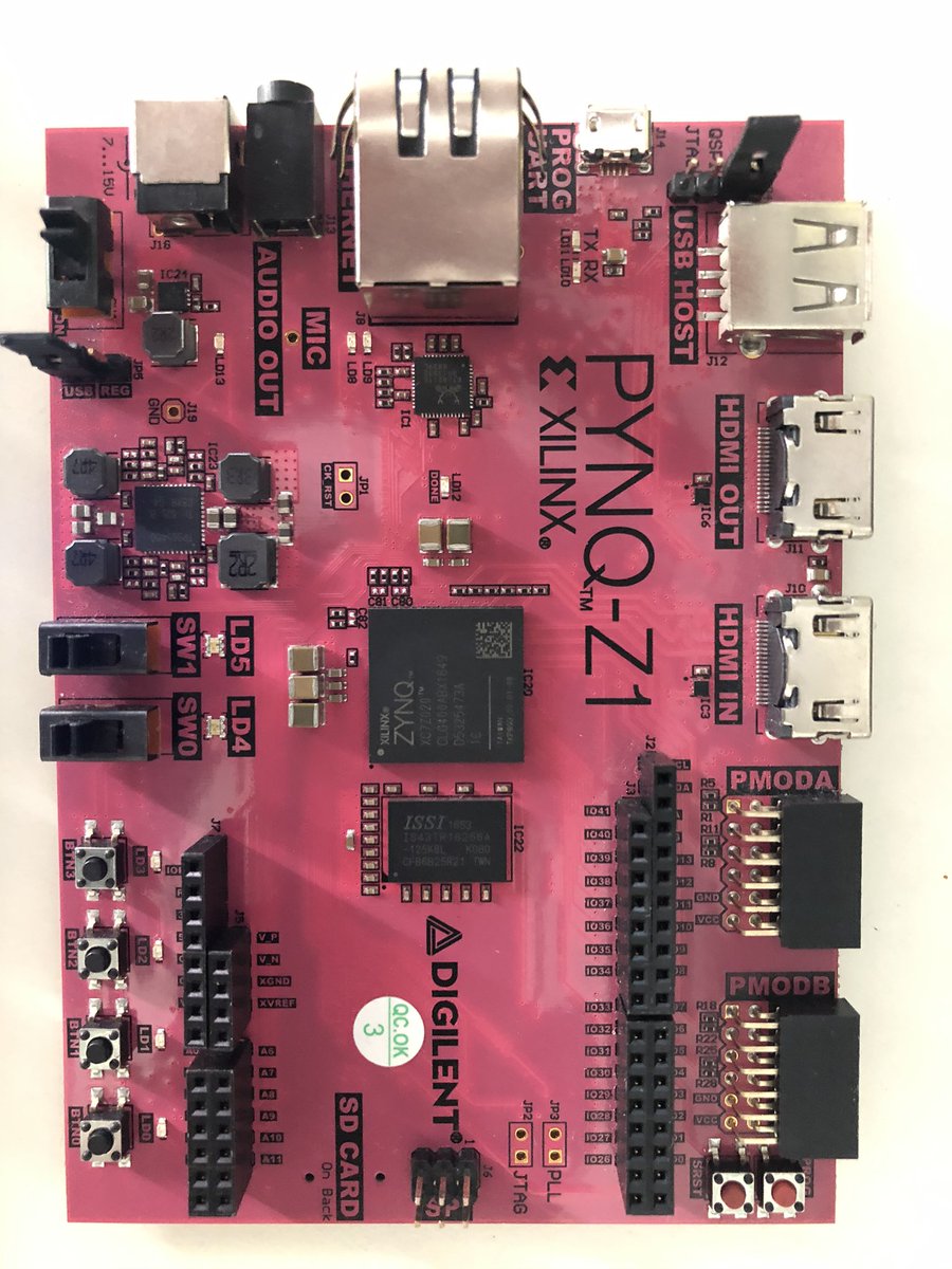 highkmos's tweet photo. Switched from Pynq-Z1 to AVNET Picozed for FPGA prototyping with better connectivity. The new board is quite impressive, but since the 7030 SoM HP I/Os are only 1.8V I’m even more afraid to break it with accidental overvoltage or ESD. Can‘t wait to run my first designs. https://t.co/K3MIfd1PDZ