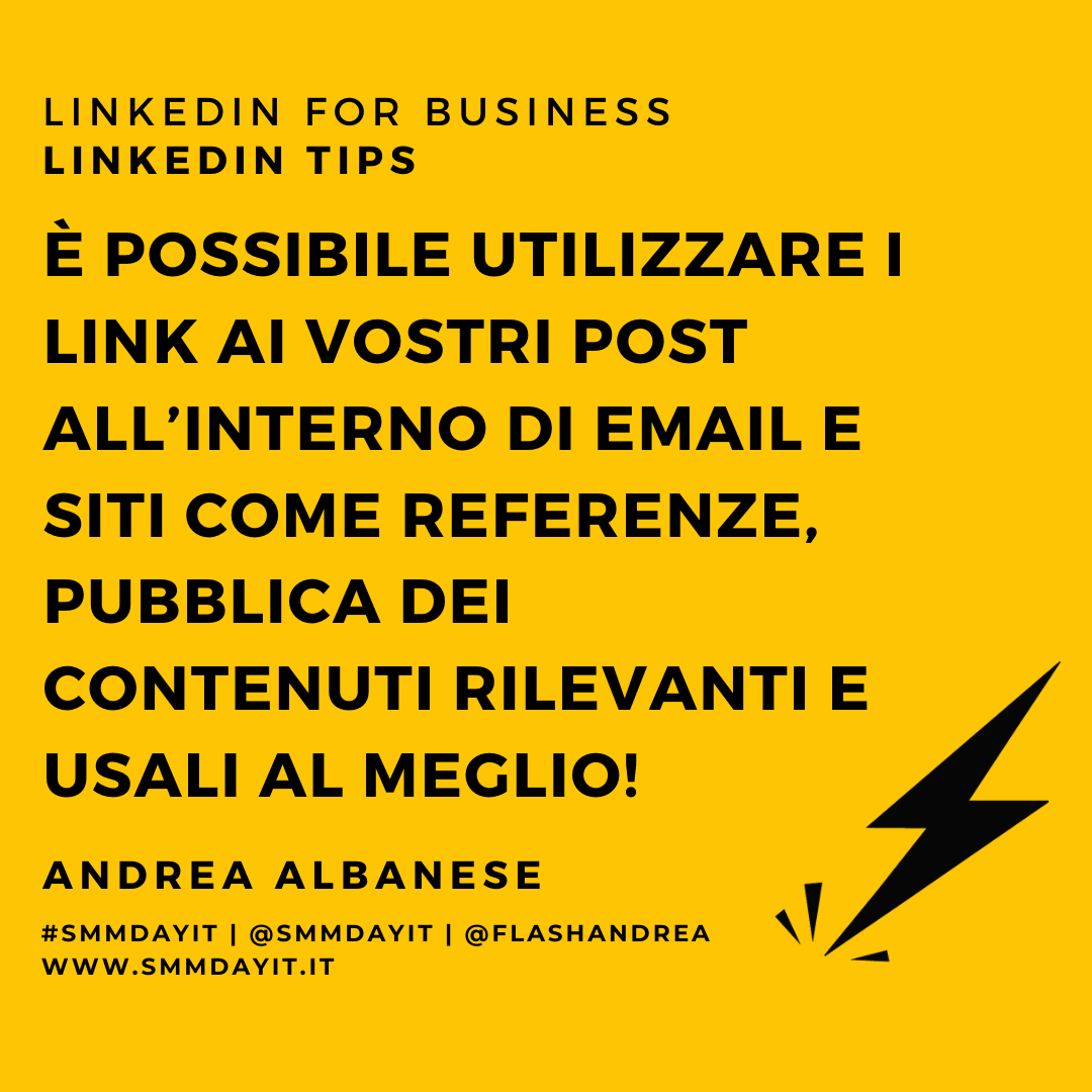 FlashAndrea's tweet photo. #LinkedinForBusiness #LinkedIntips | È possibile utilizzare i link ai vostri post all’interno di email e siti come referenze, pubblica dei contenuti rilevanti e usali al meglio!
Iscriviti qui al corso in Live Streaming #SMMdayIT
https://t.co/e53IixcQgc https://t.co/5AabfQAa6T