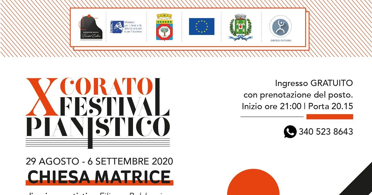 Ami la musica dal vivo? Sei appassionato di tutto ciò che è cultura?
 Aiutaci a sostenere la DECIMA EDIZIONE del Festival Pianistico Città di Corato.   Per fare una donazione ▶️ buff.ly/2CA1TAI
  Scopri il programma ▶️ bit.ly/ProgrammaPiano… buff.ly/3hjtHIm