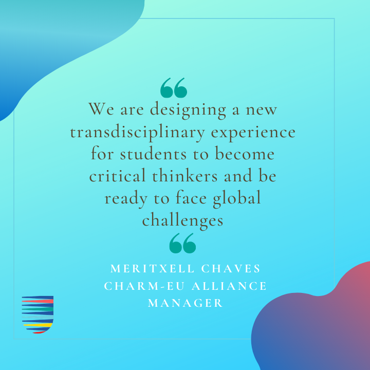 Happening now: 

#CHARMEU Webinar|  Where CHARM-EU fits? 

🇪🇺👉We  will offer a learning experience that is based on the implementation of a transdisciplinary approach to program and curricula design

With <a href="/meritxellchaves/">meritxell chaves</a> 
<a href="/UniBarcelona/">Universitat de Barcelona</a> 

#CHARMEUCommunity