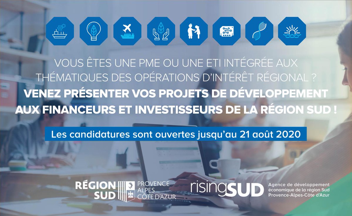 factory319's tweet image. |Appel à candidatures|
Vous êtes une PME ou une ETI de la Région Sud - Provence-Alpes-Côte d'Azur, positionnée sur l’une des 8 filières stratégiques, en phase de financement de votre développement, alors n’hésitez pas à candidater avant le 21 août 2020 !

sphinxdeclic.com/surveyserver/s…