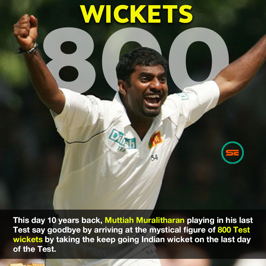 ExpressSouthern's tweet photo. This day 10 years back, @MuttiahMurali playing in his last Test say goodbye by arriving at the mystical figure of 800 Test wickets by taking the keep going Indian wicket on the last day of the Test. #srilanka #MuttiahMuralitharan #COVID19 #Coronavirus #Testmatch #southernexpress https://t.co/kWe2wnqFPC