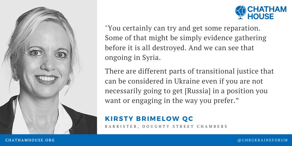 CHUkraineForum's tweet photo. What can be done in conditions of the ongoing conflict towards future #repararions? @Kirsty_Brimelow says the evidence gathering is part of the process that can start already now.

📼Watch full video from @CHUkraineForum roundtable on #TransitionalJustice 
https://t.co/RBnWN4yUoA https://t.co/BBp1L1YLTw