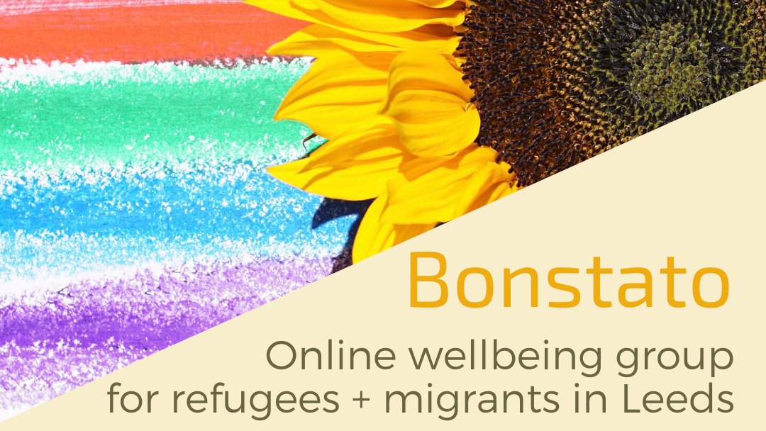 BeingYouLeeds's tweet photo. Our online wellbeing group for migrants + refugees in Leeds starts Mon 27 July 1.30pm! Contact Anne for info 07920461253/annem@touchstonesupport.org.uk
@Touchstone_Spt @HolbeckTogether @WHMLeeds @LeedsRF @LeedsMigration @MigrationYorks @LeedsNetwork @SouthLeedsLife @MHealthyLEEDS https://t.co/bijwD2aCn0