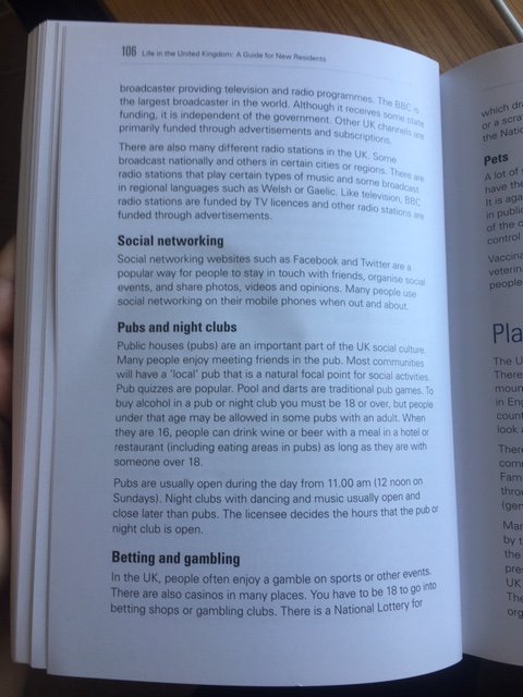 Shopping and social networking is part of British life on which you will be tested