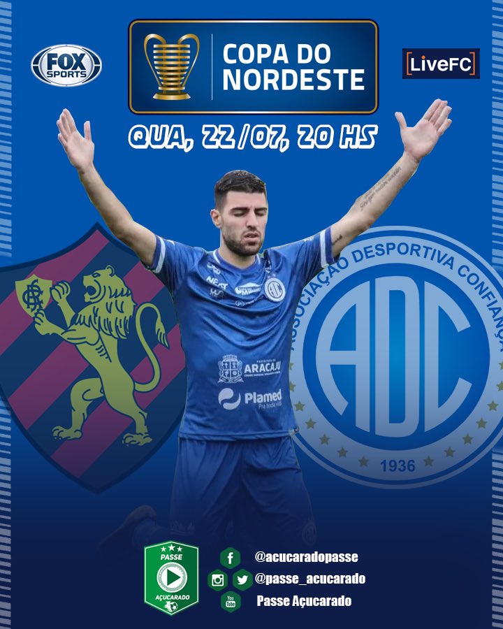 passe_acucarado's tweet photo. ✳️ Hoje é dia de Dragão na Copa do Nordeste!

O líder @adc_confianca enfrenta o @sportrecife logo mais em Feira de Santana. Só uma improvável combinação de resultados tira sua classificação para a próxima fase.

A transmissão será da @FoxSportsBrasil e @LiveFC, a partir das 20 hs https://t.co/SmyIMRXJ7z