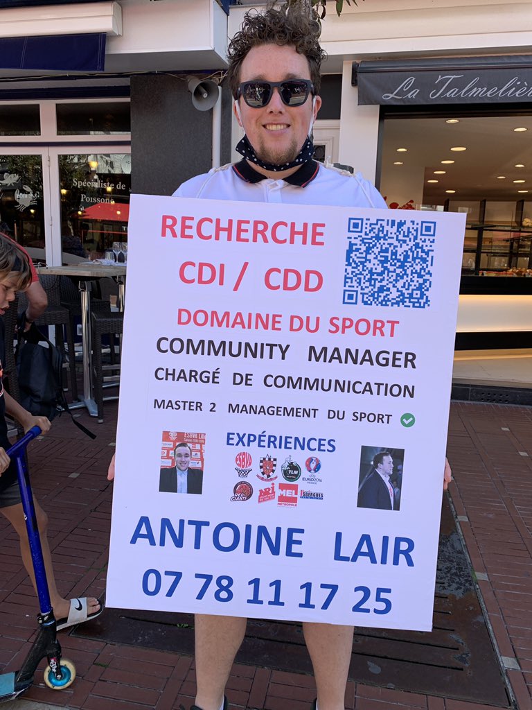 J’ai croisé ce garçon dans les rues du Touquet. Le recrutement d’alternants au <a href="/BCMBasket/">BCM Basketball</a> est bouclé pour la saison mais sa démarche courageuse mérite un coup de pouce. Alors si quelqu’un dans mon réseau veut regarder son profil, il s’appelle <a href="/Antoine__Lr/">ⒶⓁ 💊</a>