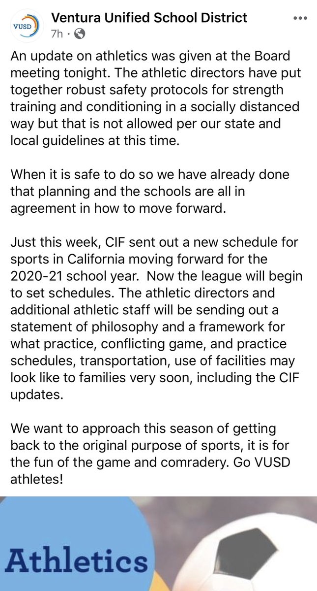2020-2021 Athletics info from the VUSD board meeting on 7/21/20.😷