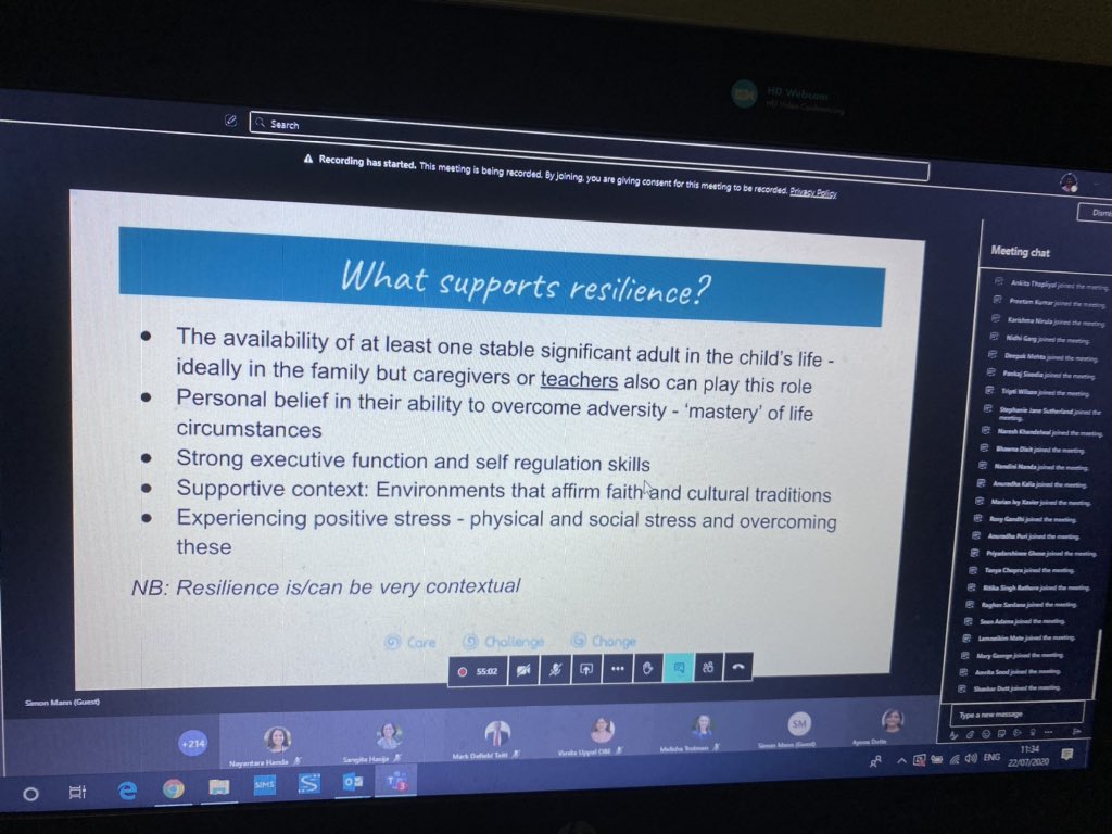 sneh_wadhwaney's tweet photo. Day 2 of the online teaching #TBSINSET2020 : excellent sessions on #HQTL run by colleagues. I attended the Inspiration online session, a thought-provoking hour on #resilience by @simonmann01 and learned about the fantastic work by the #PLC on community service across @TBS_Delhi! https://t.co/Hjapgf6XrI
