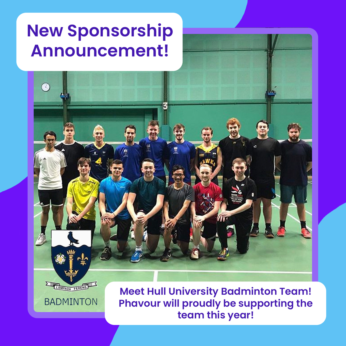 PhavourLtd's tweet photo. We are proud to announce our sponsorship with Hull University Badminton Team! we look forward to working with them and pushing them onto greatness.
#oneofftask #parttime #freelance #phavour #sponsoralert #sponsorship #hulluniversity
#hull #badminton #hullbadminton #hullsports https://t.co/eiOQJDjEeX
