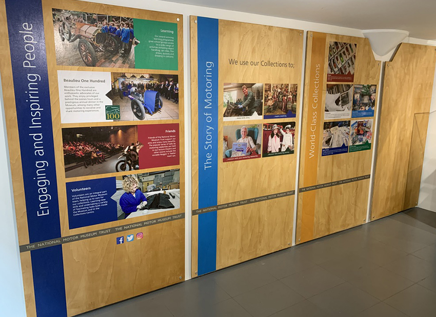 Recently completed project for National Motor Museum, Beaulieu.  Museum Advocacy Booth includes bespoke display cases, drop-down curator table, audio visual elements and all supporting graphic items