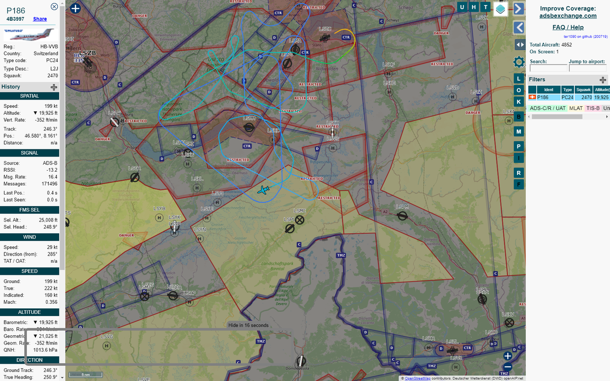 Radar_Assistant's tweet image. MANOEUVRING ALERT : At time Wed Jul 22 12:12:38 2020 #P186     was likely to be manoeuvring at FL207  
 near 626, Winterlücke, Färrichstetten, Innertkirchen, H #AvGeek #ADSB tar1090.adsbexchange.com/?icao=4b3997&amp;amp;z…