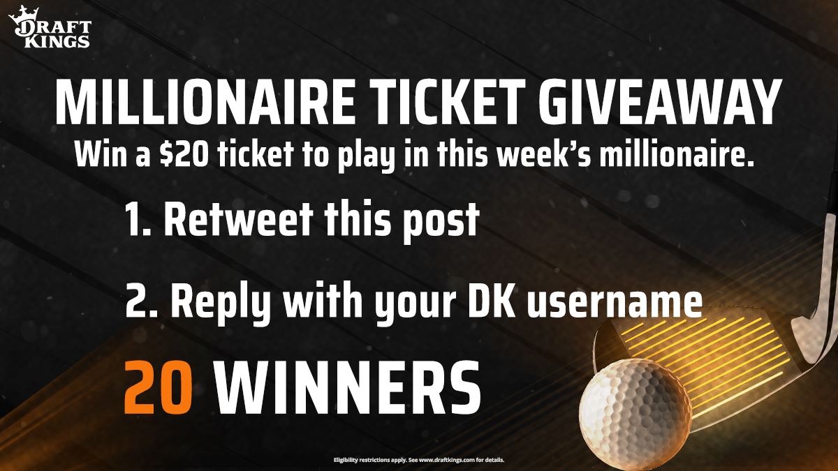 HERE WE GOOOO!!!!! I have 20 tickets to give away for the PGA TOUR Millionaire! Win a FREE ticket by: 1. Retweeting this post 2. Replying with your DK username 20 winners. Ends at 2pm ET!! T+C: dknation.draftkings.com/2020/7/21/2133…