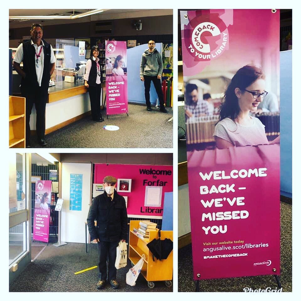 angusalive's tweet photo. We’re delighted to share that Forfar Library has opened its doors today for their first click and collect customers.

For more information on how you can use our Click &amp; Collect service please visit https://t.co/17EX3eWnR9

#comeback #angusalive #libraries #Forfar https://t.co/ooZEthM78l