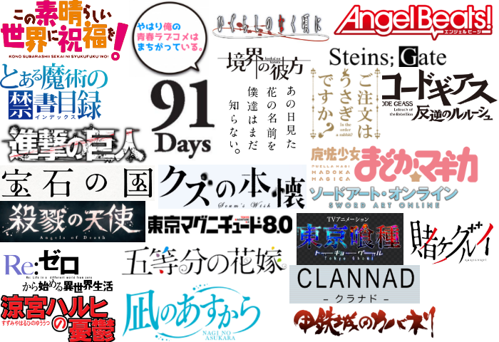 Sen62844888's tweet photo. 好きなアニメのゴロ集めてみた！(入りきらなかったのも多々…）
#拡散希望 
#アニメ好きと繋がりたい 
#好きなアニメあったらRT
#フォローした人全員フォローする https://t.co/zcLpSy1fg2