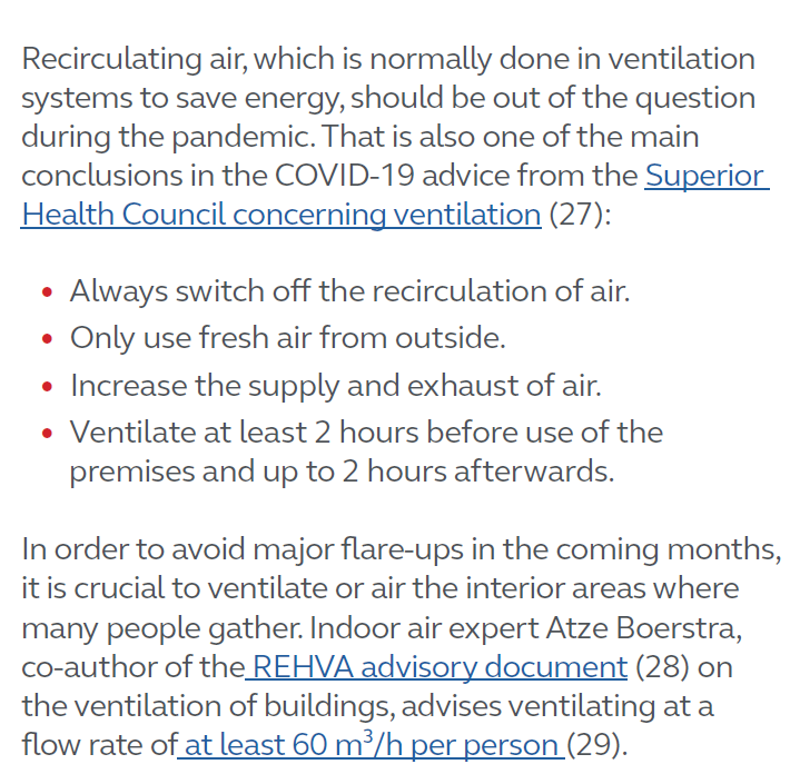 Advice regarding ventilation. Note 60 m3/h = 16.7 l/s/per = 3.4 air changes per hour. 2/