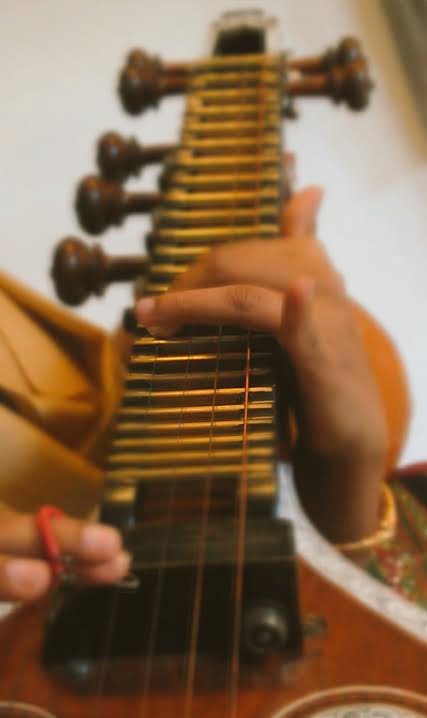 The Veena has also been compared to the human body. The  #spinalchord in the human body is held through out the length of the body right from the anus point to the top of the head (Brain) called Brahmarandhra. It is divided into 24 vertebrae as the twenty-four frets of the Veena.