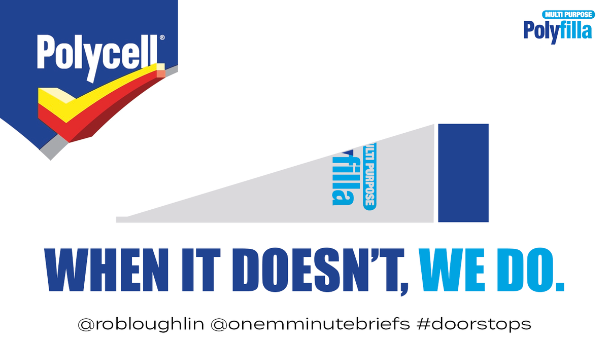 robloughlin's tweet photo. Door-Doesn't-Stop @OneMinuteBriefs #doorstops #ad #spoof #creative #advertising #polyfilla #polycell https://t.co/3JcvKrYKMy