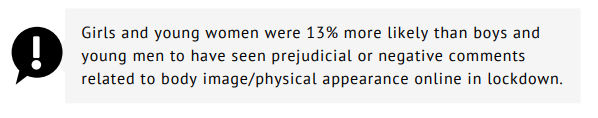 So if you are reporting, as in this case, that 38% of girls and 25% of boys had seen prejudicial body image bullying, then say just that. It's not a "compared to". It's an "and."