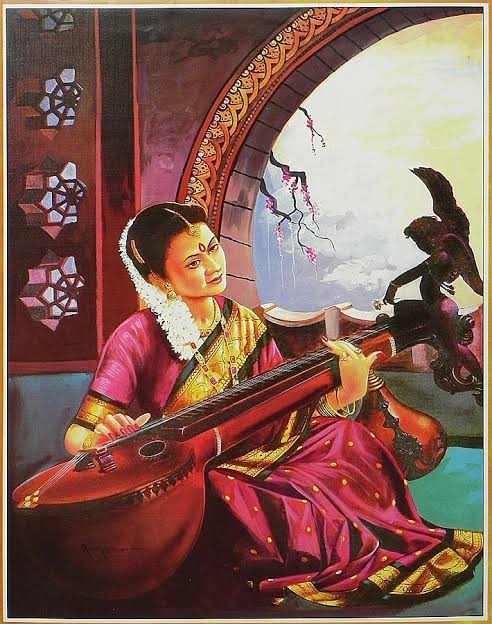 Some of the beautiful  #paintings depicting the veena as choice for traditional paintings