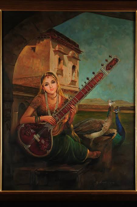 Some of the beautiful  #paintings depicting the veena as choice for traditional paintings