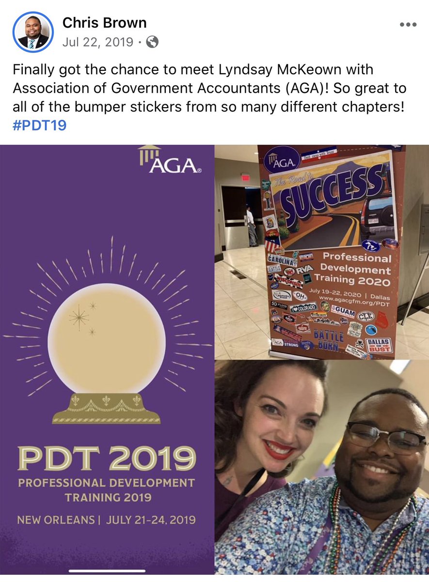 ChrisBrownGOV's tweet photo. Meet @LCMcKeown one year ago today at #PDT19! I have to say that the bumper stickers were an amazing idea! #PDT20 https://t.co/7KWzzfgPQg