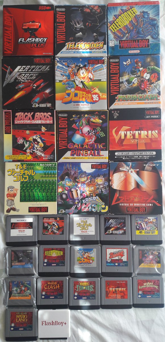 Batossai84's tweet photo. @VirtualBoyFans @RetroFun_ @Nintendork9 @asobitech @RetroGamerDaz @gamesyouloved @DestinyFomo @TopHatGamingMan @frazer_HX @retro_respawn @RetroGamersClub My virtualboy game collection and my consolized virtualboy. I also have a normal virtual boy with the blockbuster case, but no photos of it on my phone right now :P https://t.co/jeDwefVJgS