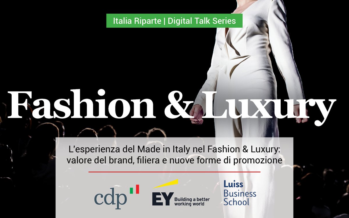 GruppoCDP's tweet photo. 📌L'impatto di #COVID19 sulla moda 🇮🇹, i punti da cui far ripartire un settore importante per fatturato e occupati, nello studio CDP/EY/Luiss che sarà presentato alle 14:30 nel #digitaltalk "Fashion & Luxury" @Agenzia_Ansa con A. Montanino #CDPThinkTank https://t.co/SKU67O85Xq https://t.co/Pv0DYI4Y4B