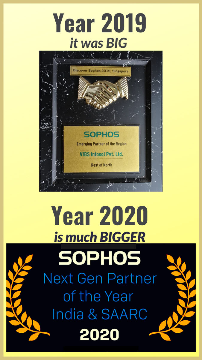 vibsinfosol's tweet photo. We emerged to get awarded as “NEXT GEN PARTNER OF THE YEAR for INDIA &amp; SAARC 2020”. It is rightly said either EVOLVE or DISSOLVE. Thanks to everyone who supported us during this journey.
@SophosMEA https://t.co/jExa8ppmFZ