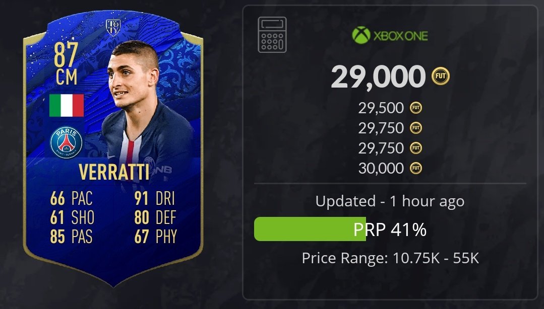 oldfut09's tweet photo. Very small increase on the other two but Verrati has rose very nicely! GG if you invested. #FUT20 #FIFA20 https://t.co/mo2duoTvVO