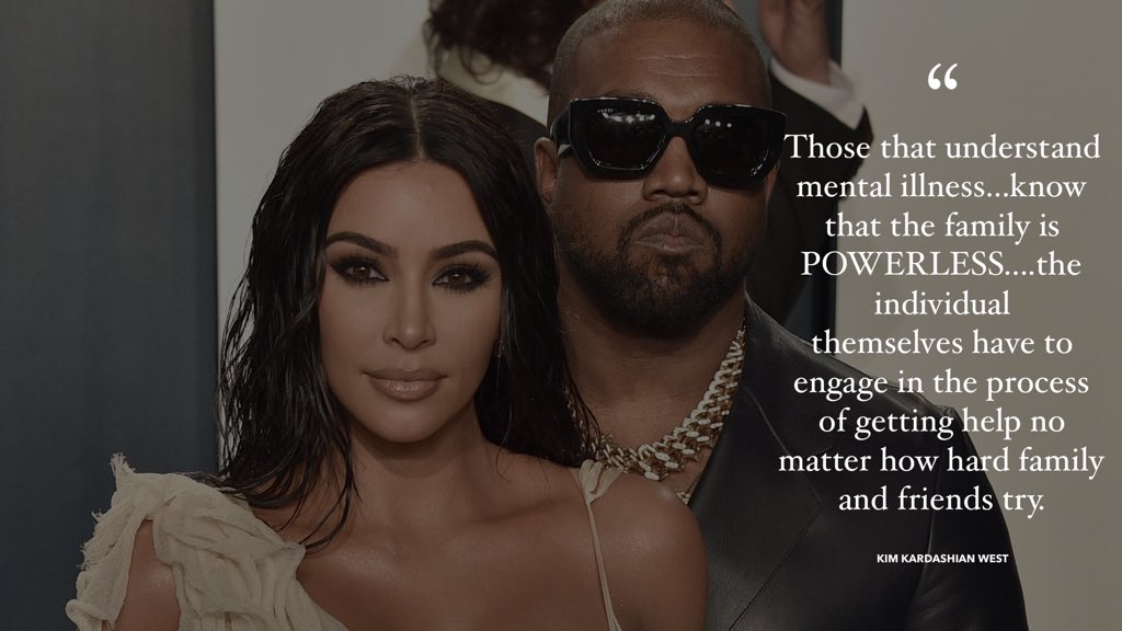 LauraSmithSLP's tweet photo. Taken from a well written statement on Kim Kardashian’s IG. Not a Kardashian or Kanye fan to be honest, but when she says you are powerless to help him, she means POWERLESS. I describe it like their brain gets hijacked. It’s awful. #bipolar #bipolardisorder #stampoutstigma https://t.co/sVlM1q7rDY