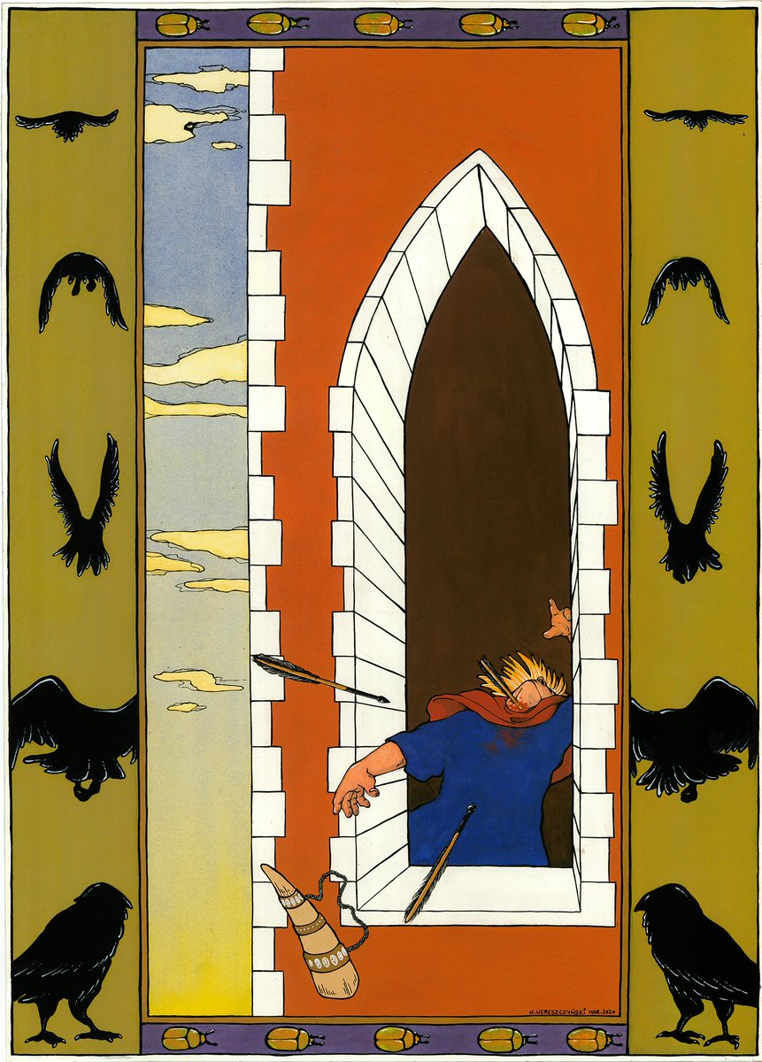 sunflowerslice's tweet photo. Hejnał Mariacki • St. Mary's Call
51cm x 71cm
Gouache and Ink on Paper

#legend #art #artist #artwork #medieval #poland #slavic #folk #folklore #myth #mythology #church #tatars #mongols #crows #ravens #birds #illustration #polishartist #polishillustrator  #londonart #polishart https://t.co/se7bcfG6Hw