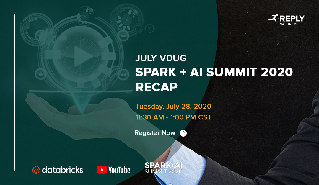 Valorem's tweet photo. July #VDUG meeting is next week! Have you joined our @databricks User Group yet? https://t.co/bE1r2d5Cm3
This month's meeting we'll be discussing #SparkAISummit sessions we attended and platform changes announced at last month's conference. Join us! https://t.co/owmJVsSpYX