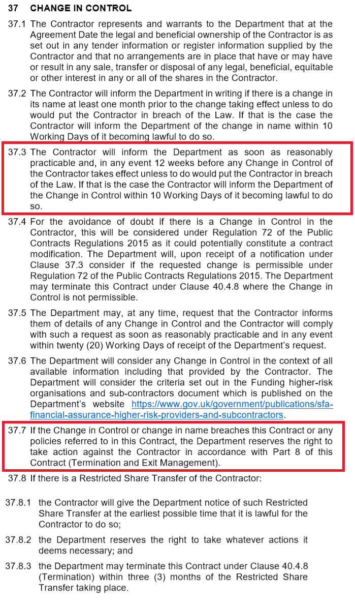SimonAshworth's tweet image. A timely reminder in @ESFAgov Update today about the process required on "change of ownership." Here's the relevant detail in the FY20-21 ESFA Contract for Services which sets this out in more detail #AskAshworth #ChangeOfControl @AELPUK