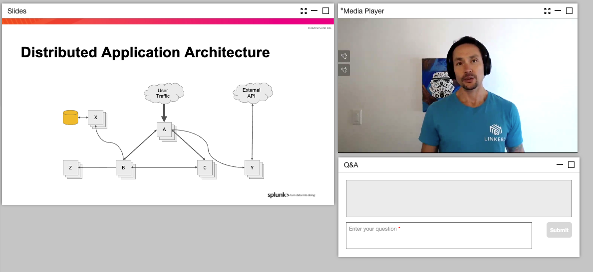 HoardingInfo's tweet photo. Charles Pretzer talks about #linkerd at #SplunkOSS20. Helping to demystify #servicemesh for #observability which I need - cc @BuoyantIO https://t.co/tA01HUbugt