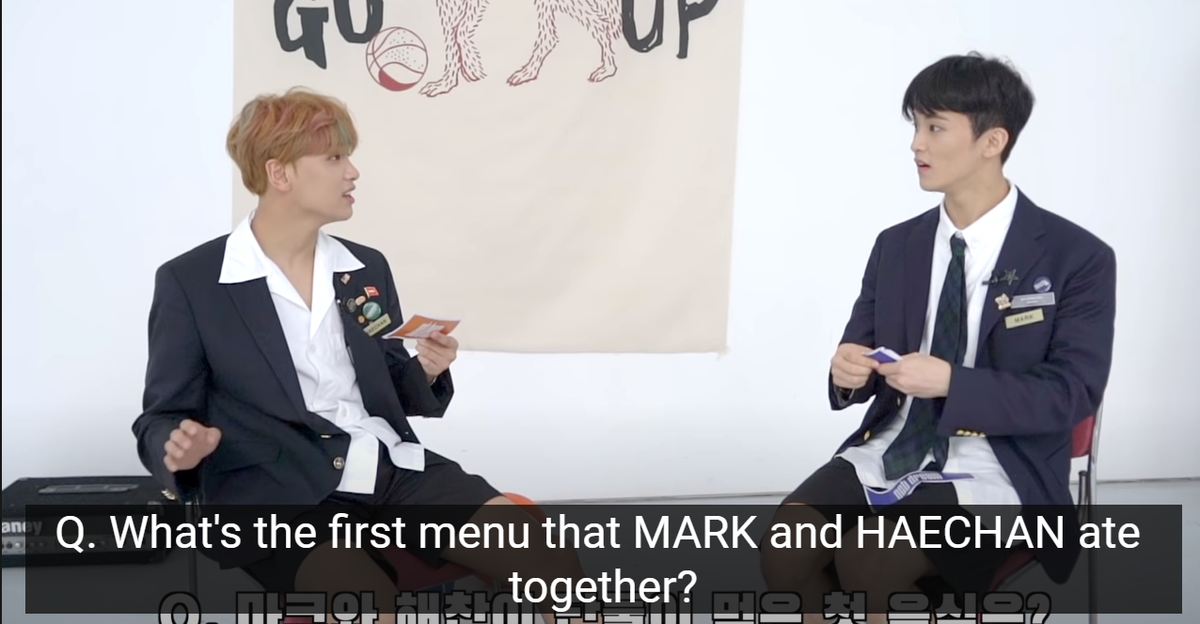 [Dream vs Dream 180920(uploaded)] Predebut Dates (2)  #MarkHyuckHC:What is the first menu Mark and Haechan ate together?MK: Just the two of us? Isn’t it Kimchi Jjigae?HC: Yes!Then they proceed to joke about how they wrote the same thing hahahah  #soulmatesstruggle