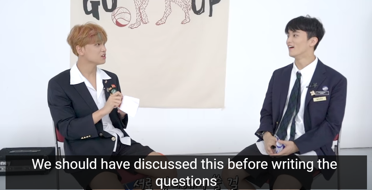 [Dream vs Dream 180920(uploaded)] Predebut Dates (2)  #MarkHyuckHC:What is the first menu Mark and Haechan ate together?MK: Just the two of us? Isn’t it Kimchi Jjigae?HC: Yes!Then they proceed to joke about how they wrote the same thing hahahah  #soulmatesstruggle