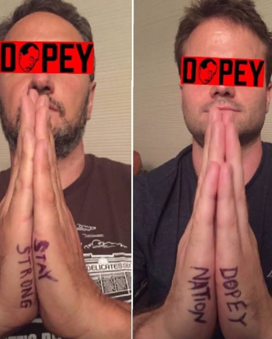Dopeypodcast's tweet photo. On July 24th 2018, my friend &amp; Dopey creator Chris died from a drug overdose. On Friday we will be remembering Chris and showing solidarity with addicts in &amp; out of recovery by putting the Dopey logo over our eyes. Let's end shame &amp; show love for all the addicts we've lost! #ssdn https://t.co/5upwC4VCxB