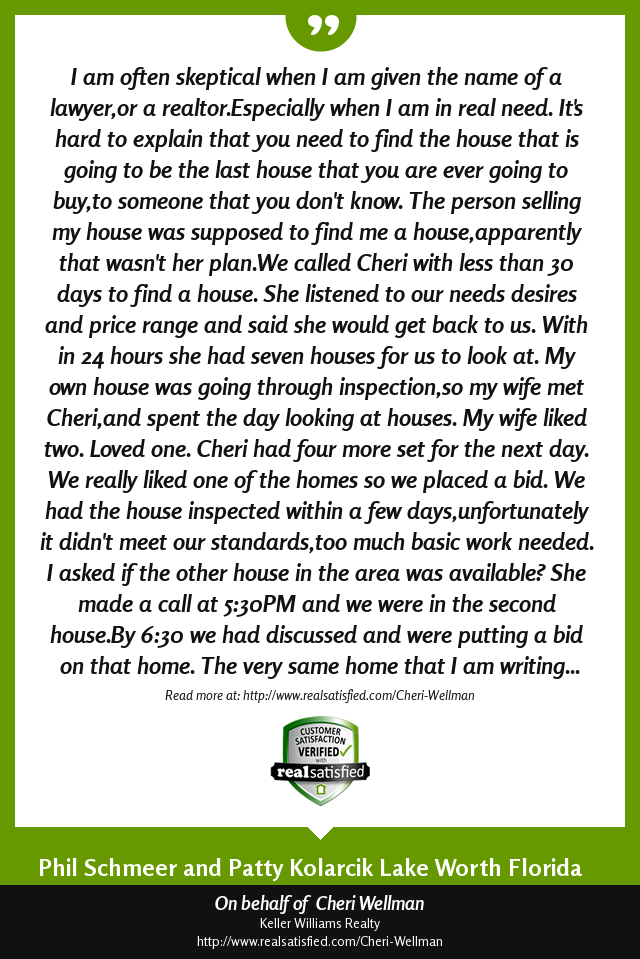 cheriwellman's tweet photo. If my client is happy, then I’ve done my job. https://t.co/JfJGQGR1ME via @realsatisfied https://t.co/T7Ug19q0fk