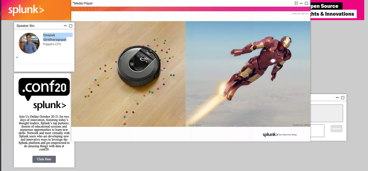 webjedi's tweet photo. Deepak Giridharagopal, @puppetize CTO talks about Infrastructure As Code #SplunkOSS20. Managing the ideal IT team in you own "mind palace" (good Sherlock reference!) and not replacing them as a #roomba but #IronMan considering humanity. https://t.co/ZqJfsxtsy3