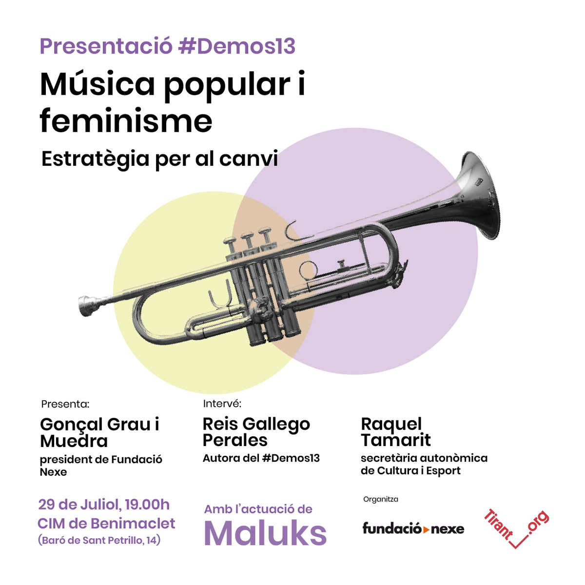 fnexe's tweet photo. 💜PRESENTACIÓ🎶
✨@fnexe i @acvtirant et convida a la presentació de '#Demos13: Música popular i feminisme: estratègia per al canvi'.
📚Aquest desenvolupa un projecte de gestió cultural amb polítiques feministes en l’àmbit musical popular.
📅29 juliol
🕢19.00h
📍@cimbenimaclet https://t.co/qw0pNnIOeJ