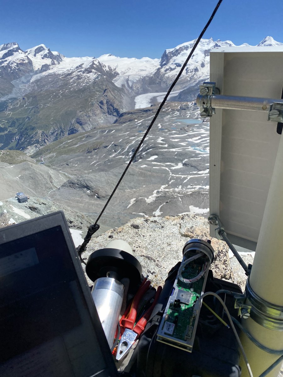 jan_beutel's tweet photo. Computer science with a view! Intense field work servicing all wireless sensors prepared the #PermaSense #Matterhorn field site for it's transition from @ETH_en to @uniinnsbruck. With all data online we are now ready for crossing the border (and more #Homeoffice). https://t.co/KnEXAkCBq3