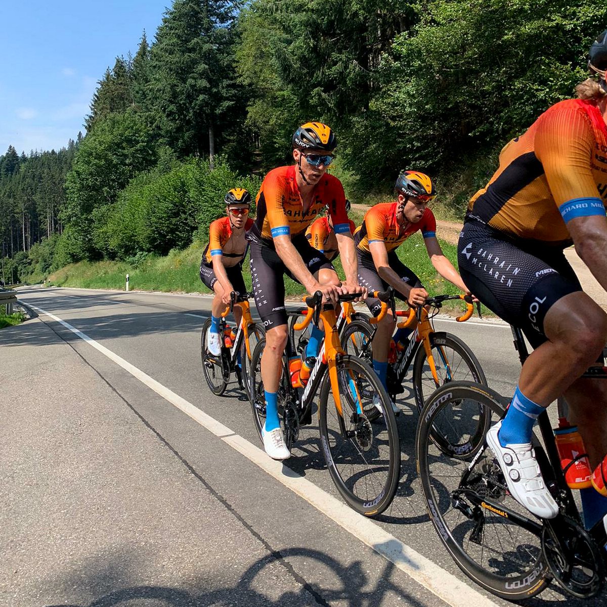 Our third training camp in Freiburg is one for the sprinters. 🚴💨⁣ ⁣ Here they are in action and getting race-ready.⁣ ⁣ Bring it on!⁣ ⁣ #RideAsOne #TeamBahrainMcLaren